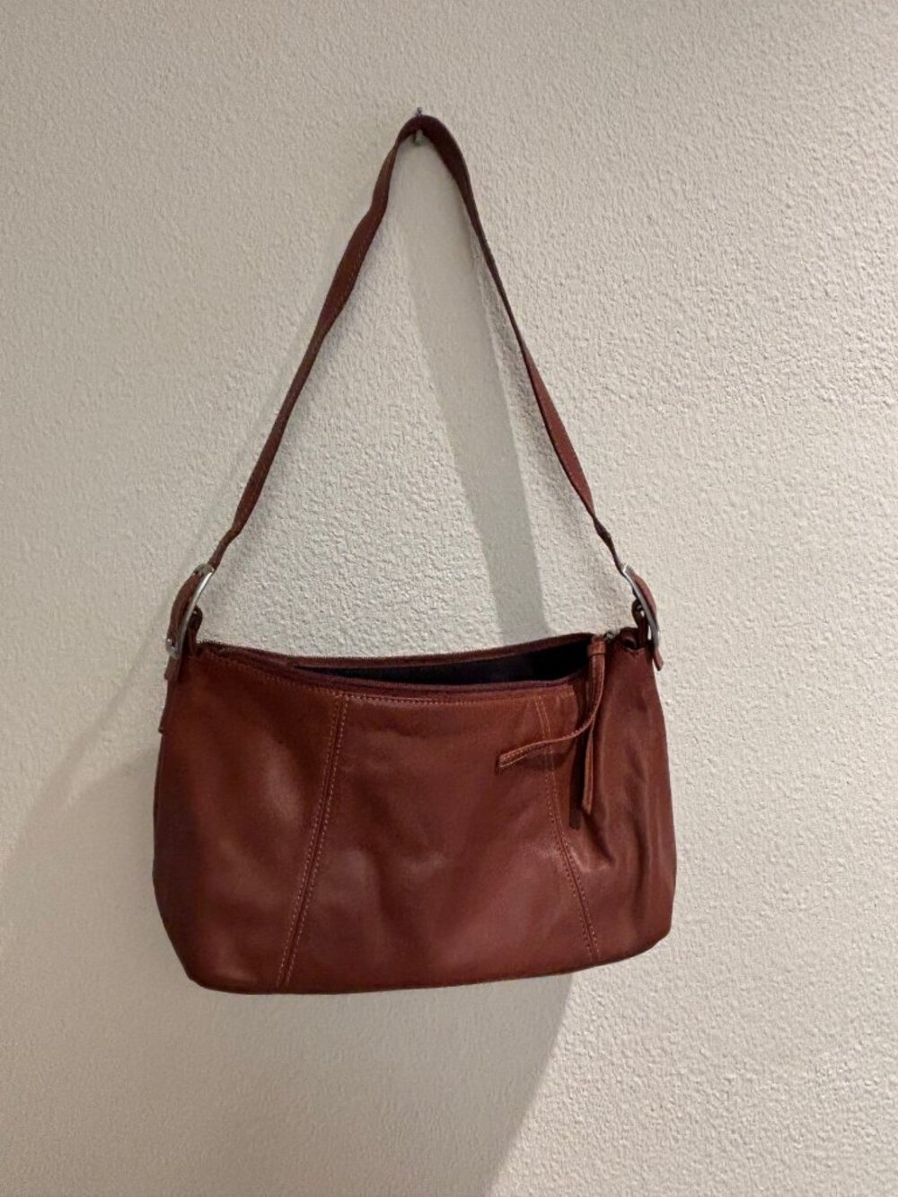 Rusty-brown leather shoulder bag - Tignanello